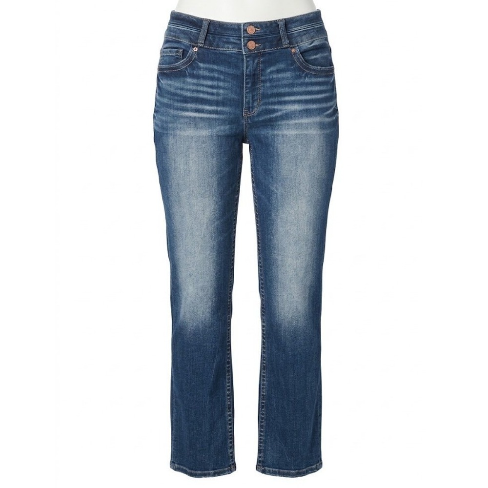 BKE Gabby Curvy Fit High Rise Straight Leg Jeans Blue 31x32 Stretch Dark Wash